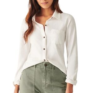 Faherty Sunwashed Button-Up Pocket Shirt in white